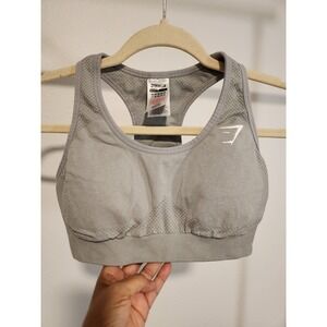 Gymshark Small Gray Seamless Racerback Medium Support Sports Bra Gym Activewear